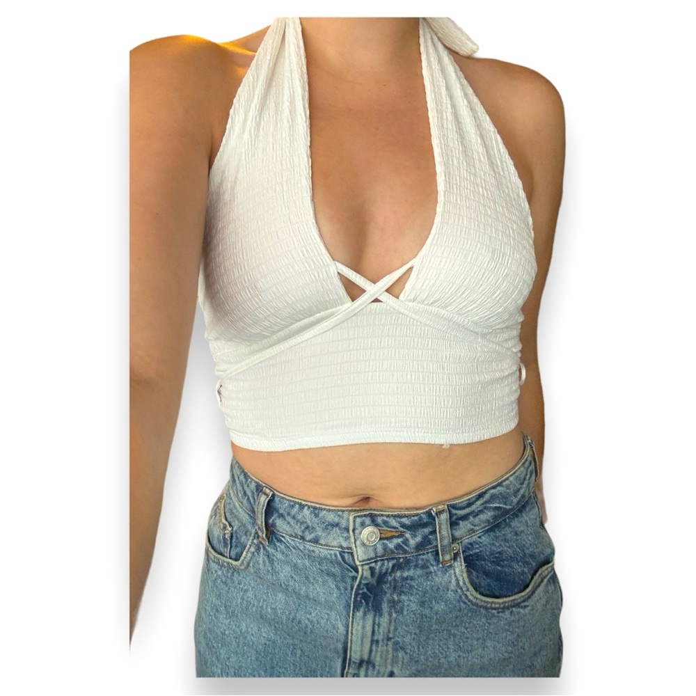 Y2K White Halter Top